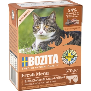 Bozita-Cat-Tetra-Recard-Hppchen-in-Gelee-Sterilised-mit-Huhn--Rind-370g