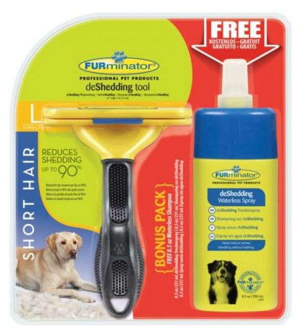Bild 1 von Furminator Dog Tool Kurzhaar L (bis 41kg) + DeShedding Spray Bonuspack