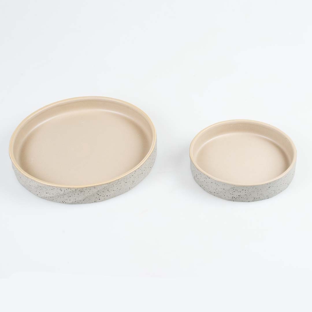 Bild 1 von Duvoplus flacher Keramiknapf Stone Wavy Dune  / (Variante) 260ml 14,5x14,5x3cm