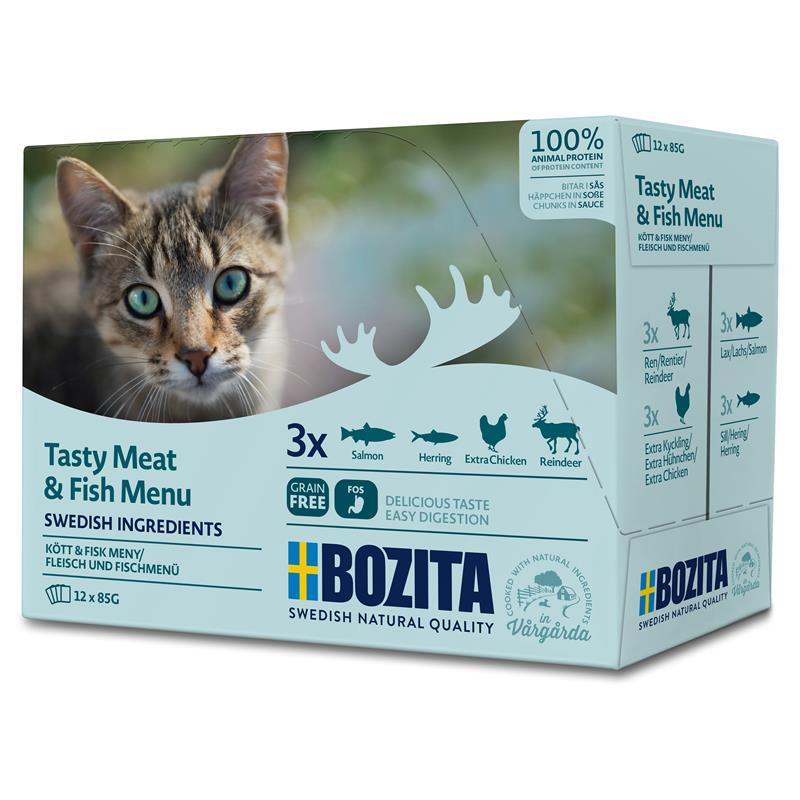 Bild 1 von Bozita Pouch Häppchen in Soße Mutlibox Fleisch & Fisch-Menü 12 x 85g