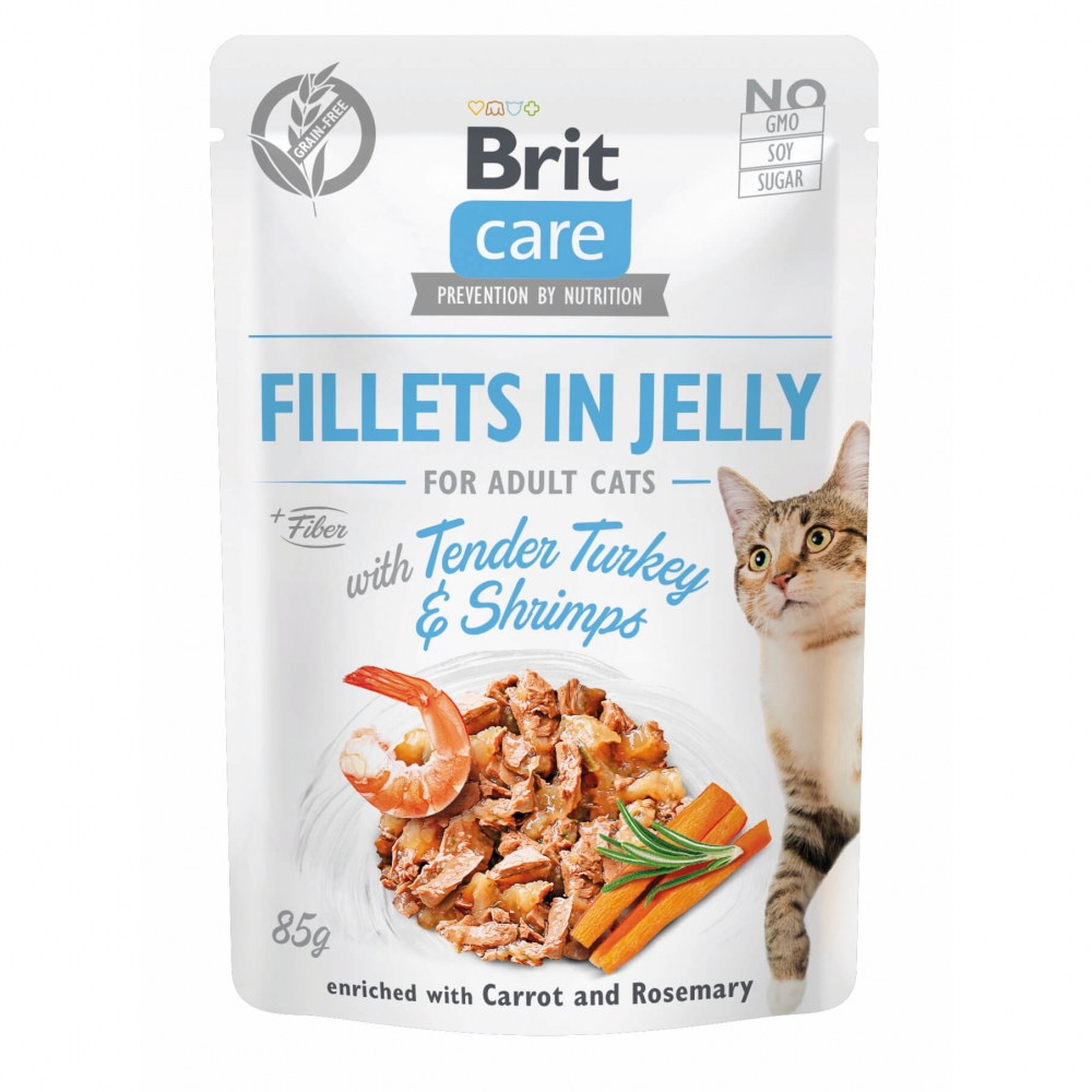Bild 1 von Brit Care Cat PB Fillets in Jelly - Truthahn & Shrimps 85g
