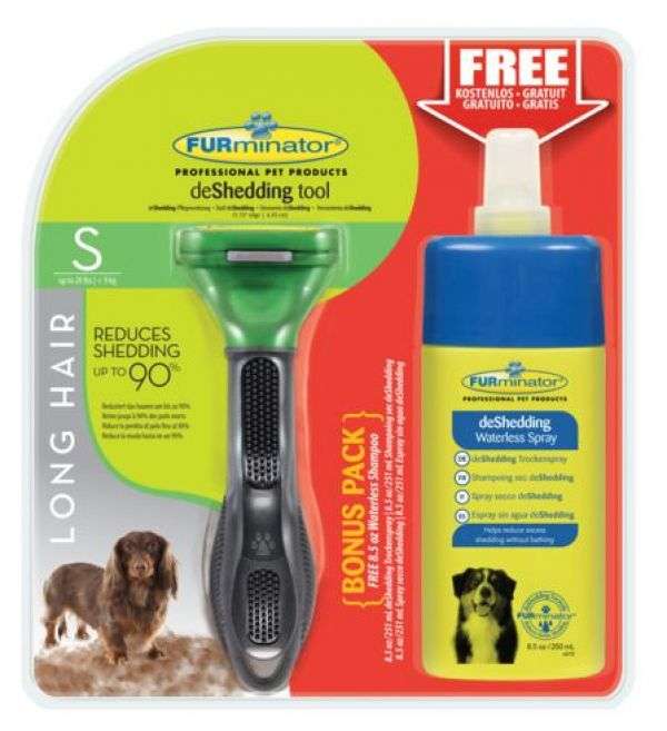 Bild 1 von Furminator Dog Tool Langhaar S (bis 9kg) + DeShedding Spray Bonuspack
