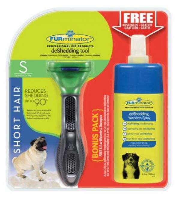 Bild 1 von Furminator Dog Tool Kurzhaar S (bis 9kg) + DeShedding Spray Bonuspack