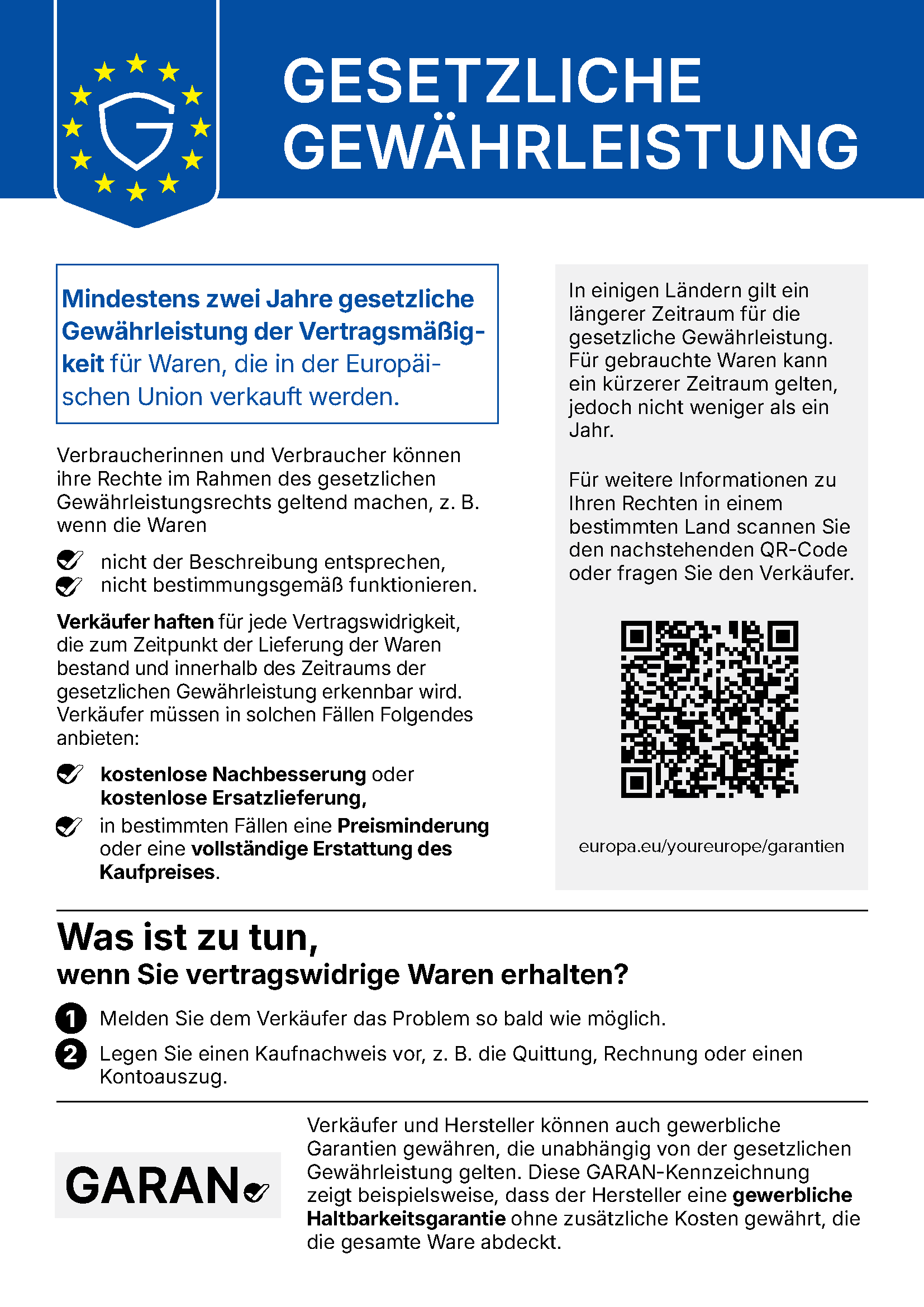 EU-Hinweis zur gesetzlichen Gewährleistung